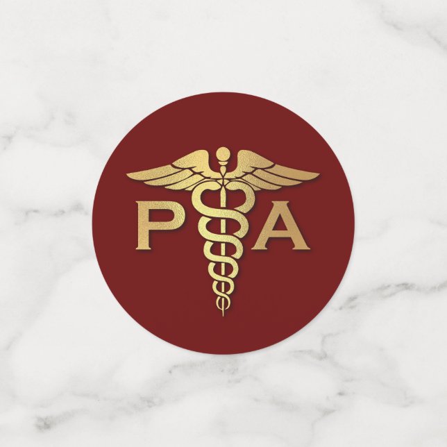 Physician Assistant PA Graduation Maroon Gold Confetti (Small Front)