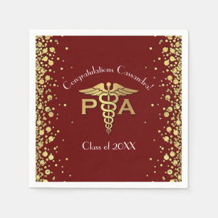 Physician Assistant PA Graduation Maroon Gold Napkin