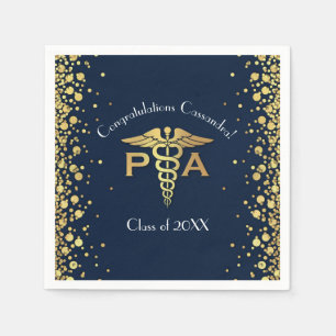 Physician Assistant PA Graduation Navy Blue Gold Napkin