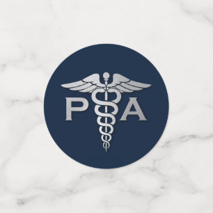 Physician Assistant PA Graduation Navy Blue Silver Confetti
