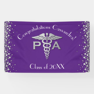 Physician Assistant PA Graduation Purple Silver Banner