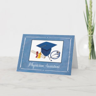 Physician Asst Graduate Cap Diploma Stethoscope Card