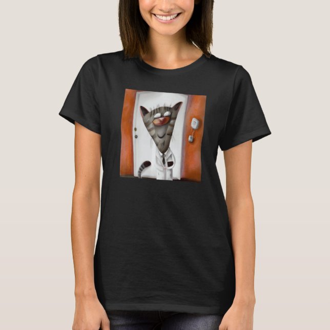 Physician kitten witty cat doctor T-Shirt (Front)