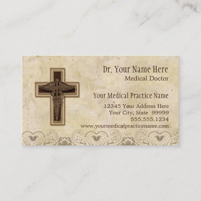 Physician Medical Doctor Practice Christian Symbol Business Card (Front)