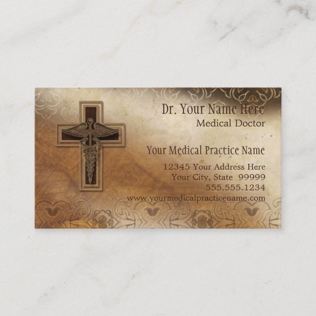 Physician Medical Doctor Practice Christian Symbol Business Card (Front)
