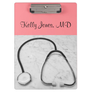 Physician Nurse Stethoscope Peach (Name) Clipboard