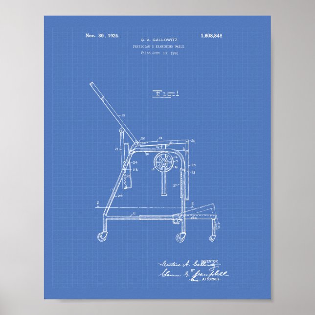 Physicians Table 1926 Patent Art Blueprint Poster (Front)