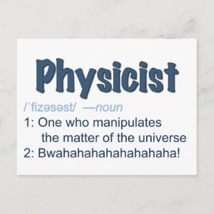 physicist definition postcard - blue & white