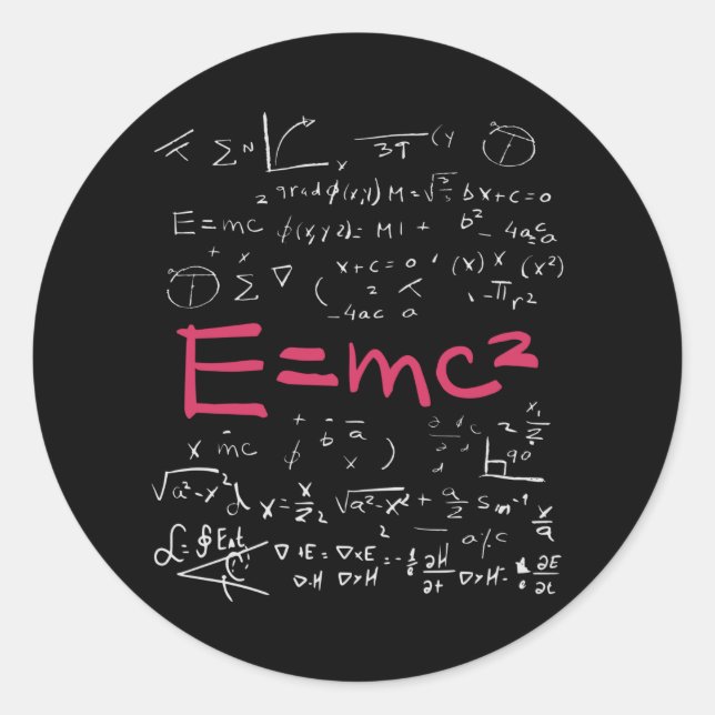 Physics and Math Formulas EMC2 Classic Round Sticker (Front)