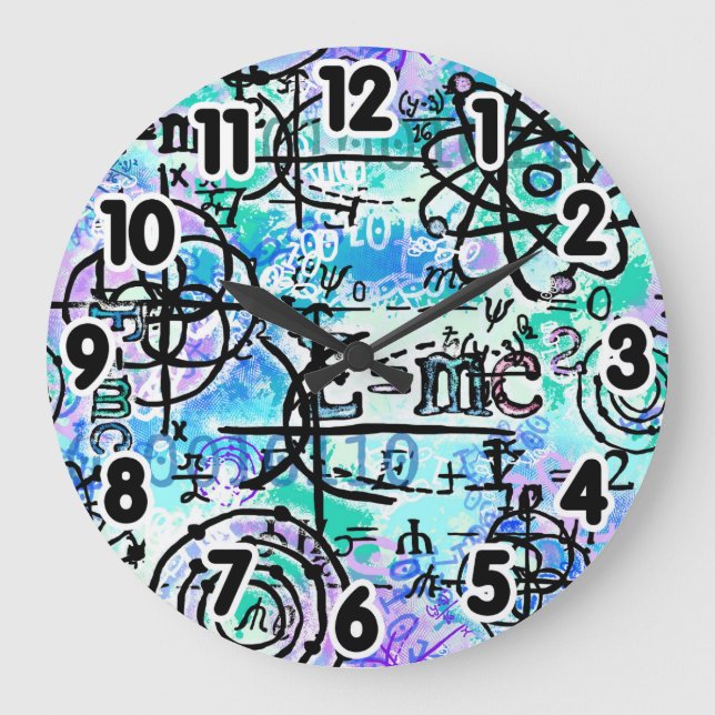 Physics and Math Symbols Nerdy Large Clock (Front)