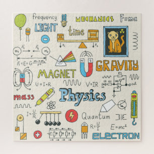Physics concepts, hand-drawn vintage style. jigsaw puzzle