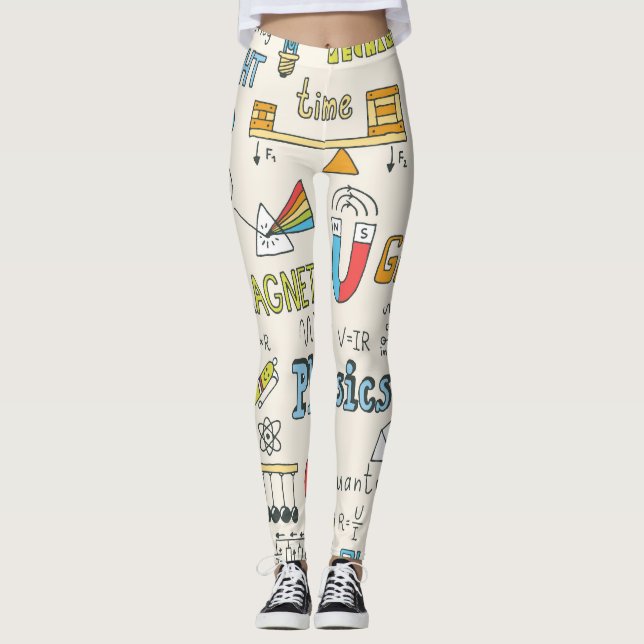 Physics concepts, hand-drawn vintage style. leggings (Front)