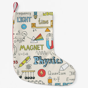 Physics concepts, hand-drawn vintage style. small christmas stocking