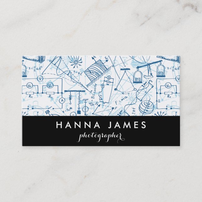 Physics Doodle Science Sketch Personalised Text Business Card (Front)
