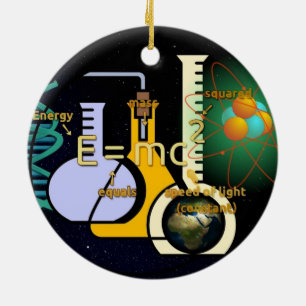 Physics E=mc2 colourful design Ceramic Tree Decoration