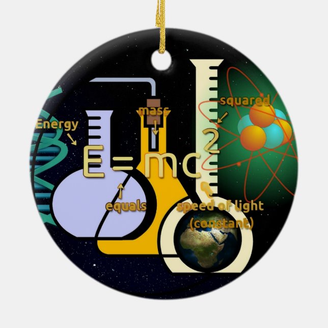 Physics E=mc2 colourful design Ceramic Tree Decoration (Back)