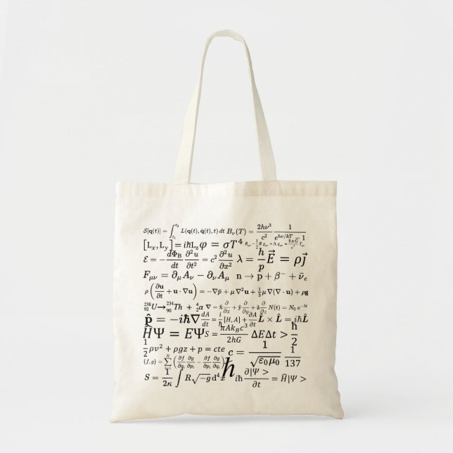 Physics equations and formulas tote bag (Front)