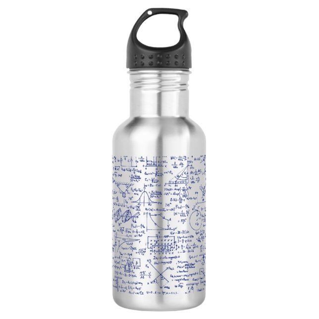 Physics Equations in Blue Pen // 532 Ml Water Bottle (Front)