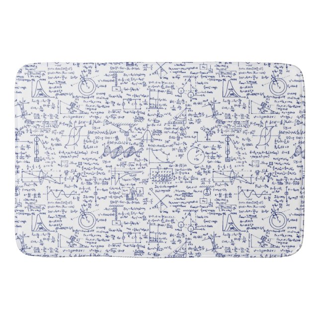 Physics Equations in Blue Pen // Bath Mat (Front)
