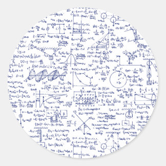 Physics Equations in Blue Pen // Classic Round Sticker