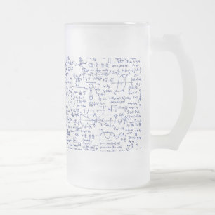 Physics Equations in Blue Pen // Frosted Glass Beer Mug
