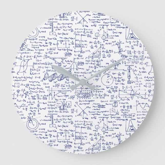 Physics Equations in Blue Pen // Large Clock (Front)