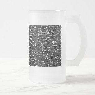 Physics Equations on Black // Frosted Glass Beer Mug