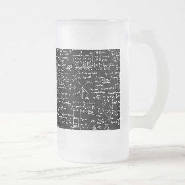 Physics Equations on Black // Frosted Glass Beer Mug (Right)