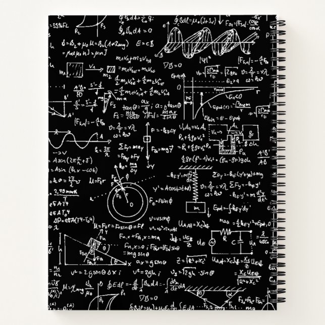 Physics Equations on Black // Notebook (Back)