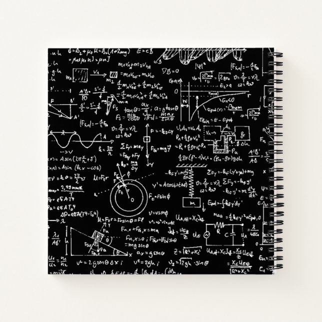 Physics Equations on Black // Notebook (Back)