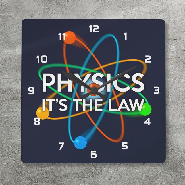 PHYSICS IT'S THE LAW Fun Atomic Science Square Wall Clock (PHYSICS IT'S THE LAW Fun Atomic Science Square Wall Clock)
