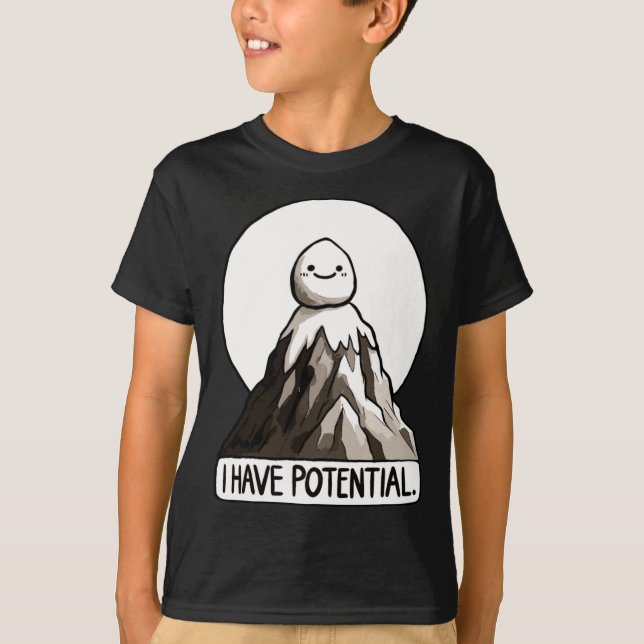 Physics Joke - I Have Potential Rock Mountain Stic T-Shirt (Front)