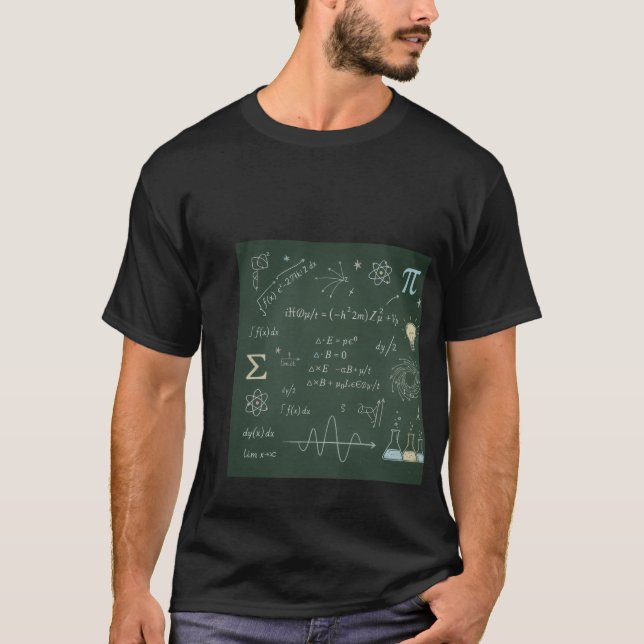 Physics & Math Chalkboard Equations T-Shirt | Scie (Front)