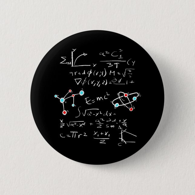 Physics Math Formula Teacher Student Atoms and Mol 6 Cm Round Badge (Front)