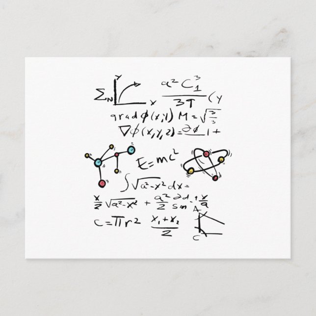 Physics Math Formula Teacher Student Molecules Postcard (Front)