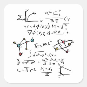 Physics Math Formula Teacher Student Molecules Squ Square Sticker