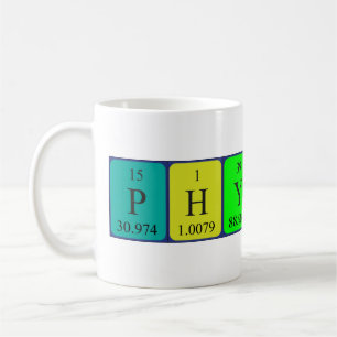 Physics periodic table name mug