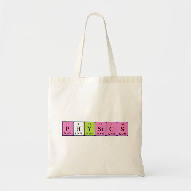 Physics periodic table name tote bag (Front)