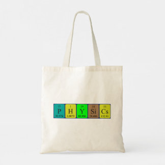 Physics periodic table name tote bag