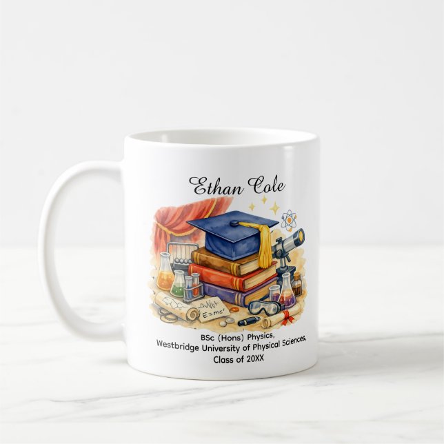 🎓Physics & Physical Sciences Custom Name & Degree Coffee Mug (Left)
