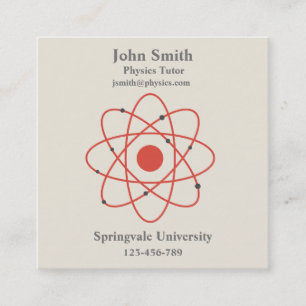 Physics teacher physics science tutor square business card