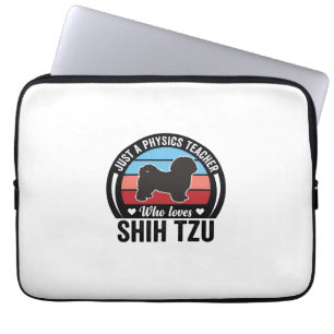 Physics Teacher Shih Tzu Vintage Dog Shirt Design_ Laptop Sleeve
