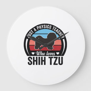 Physics Teacher Shih Tzu Vintage Dog Shirt Design_ Large Clock