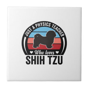 Physics Teacher Shih Tzu Vintage Dog Shirt Design_ Tile