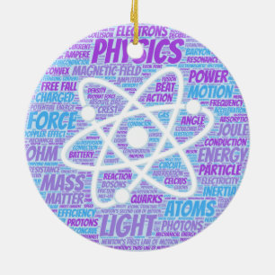 Physics Word Cloud Ceramic Tree Decoration