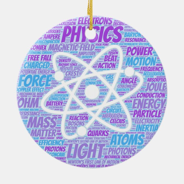 Physics Word Cloud Ceramic Tree Decoration (Back)