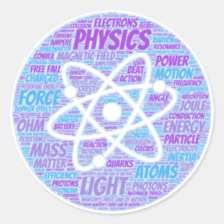Physics Word Cloud Classic Round Sticker