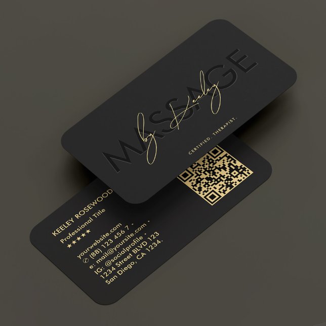 Physiotherapist Massage Therapist Black Modern Business Card (Physiotherapist Massage Therapist Black Modern Business Card
)