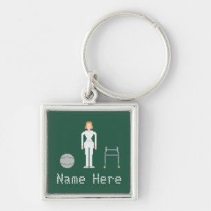 Physiotherapy Female Custom Name 8Bit Style Key Ring