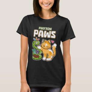 Phyton Paws Funny Cat Snake Python Programming Dev T-Shirt